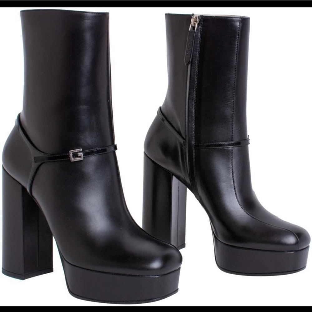 Gucci Black Platform Heeled Boots